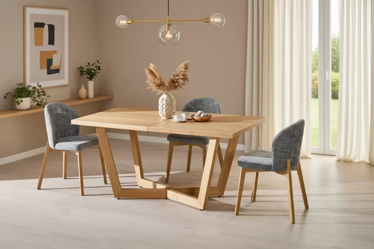 Rozkladací jedálenský stôl Salvio 160-250x90 cm drevený - prírodný dub Stôl rozkladany Salvio 160-250x90 cm Drevené - Dub prírodné