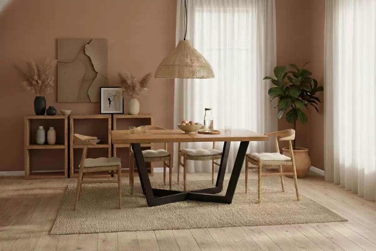 Rozkládací jídelní stůl Salvio 160-250x90 cm dřevěný - světlý dub / černá Stůl rozkladany Salvio 160-250x90 cm dřevo - světlý dub / černá