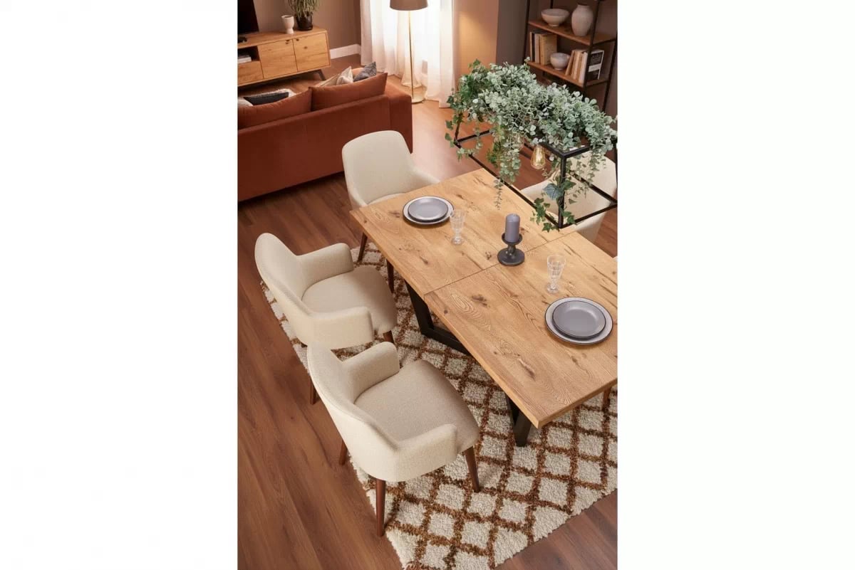 Rozkládací jídelní stůl Salvio 160-250x90 cm dřevěný - světlý dub / černá Stůl rozkladany Salvio 160-250x90 cm dřevo - světlý dub / černá