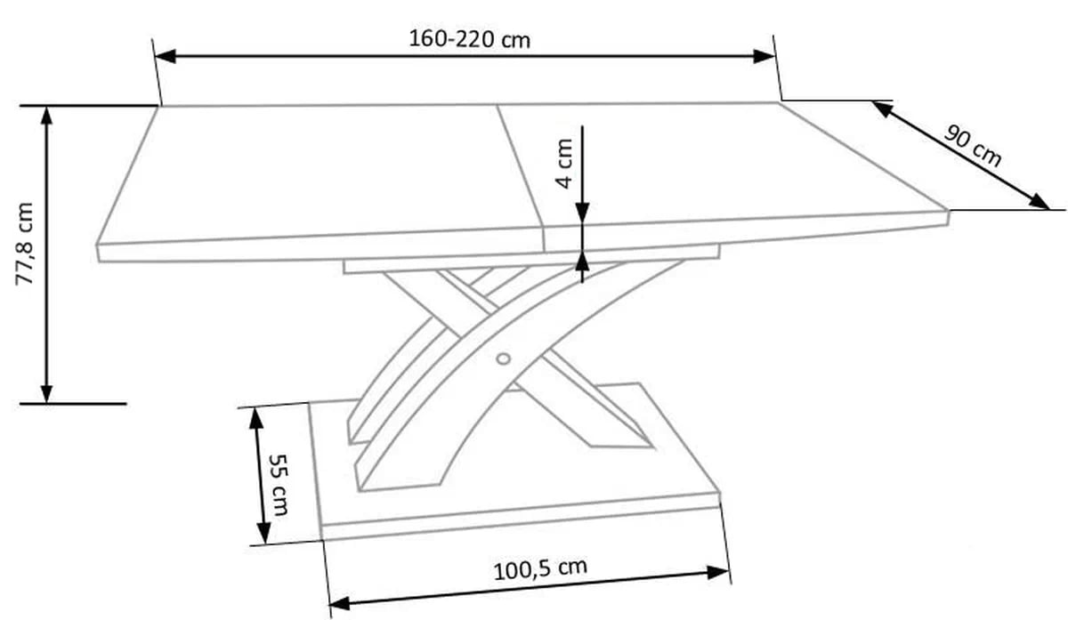 Rozkládací jídelní stůl Emoni 160-220x90 cm - šedý Stůl rozkládací sandor 2 - popel