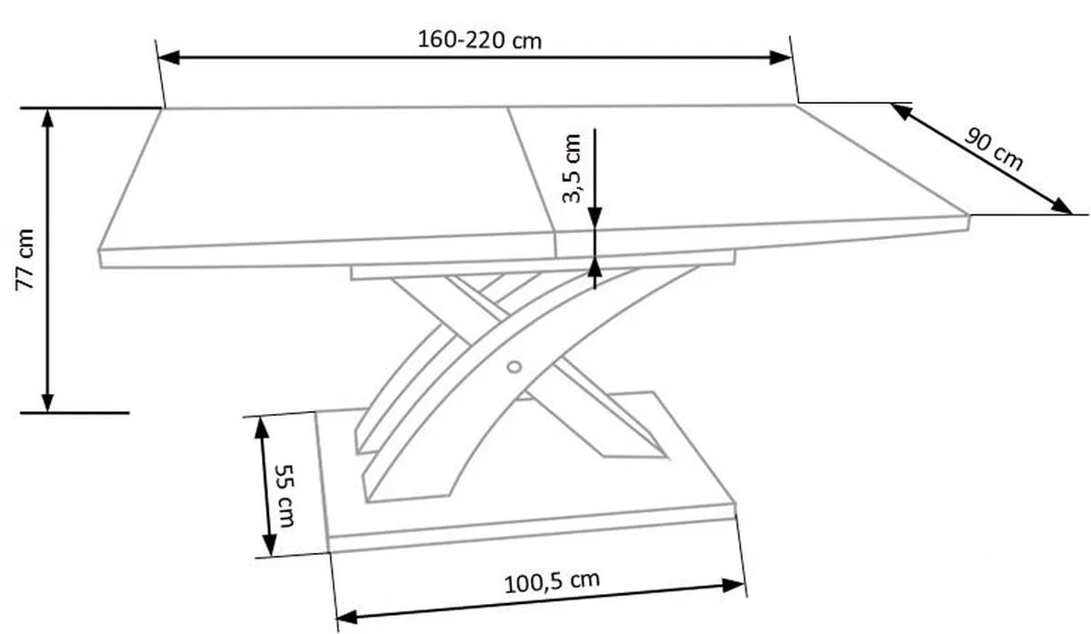 Rozkládací jídelní stůl Emoni 160-220x90 cm - bílý lakovaný stůl rozkládací sandor - Bílý lak