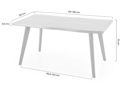 Rozkladací stôl Sanvi 120-180x80 cm - prírodný dub / čierna Stôl rozkladany Sanvi 120-180x80 cm - Dub prírodné / Čierny