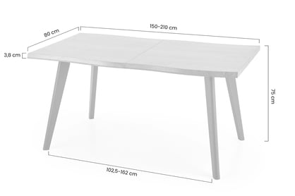 Rozkladací stôl Sanvi 150-210x90 cm - prírodný dub / čierna Stôl rozkladany Sanvi 150-210x90 cm - Dub prírodné / Čierny