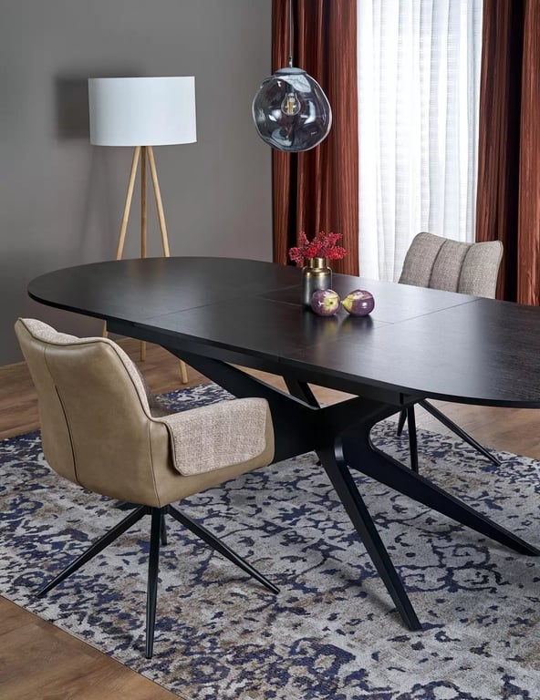 Rozkladací stôl Selvio 180-240x100 cm - čierny Stôl rozkladany Selvio 180-240 x 100 cm owalny Čierny