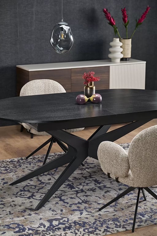 Rozkladací stôl Selvio 180-240x100 cm - čierny Stôl rozkladany Selvio 180-240 x 100 cm owalny Čierny