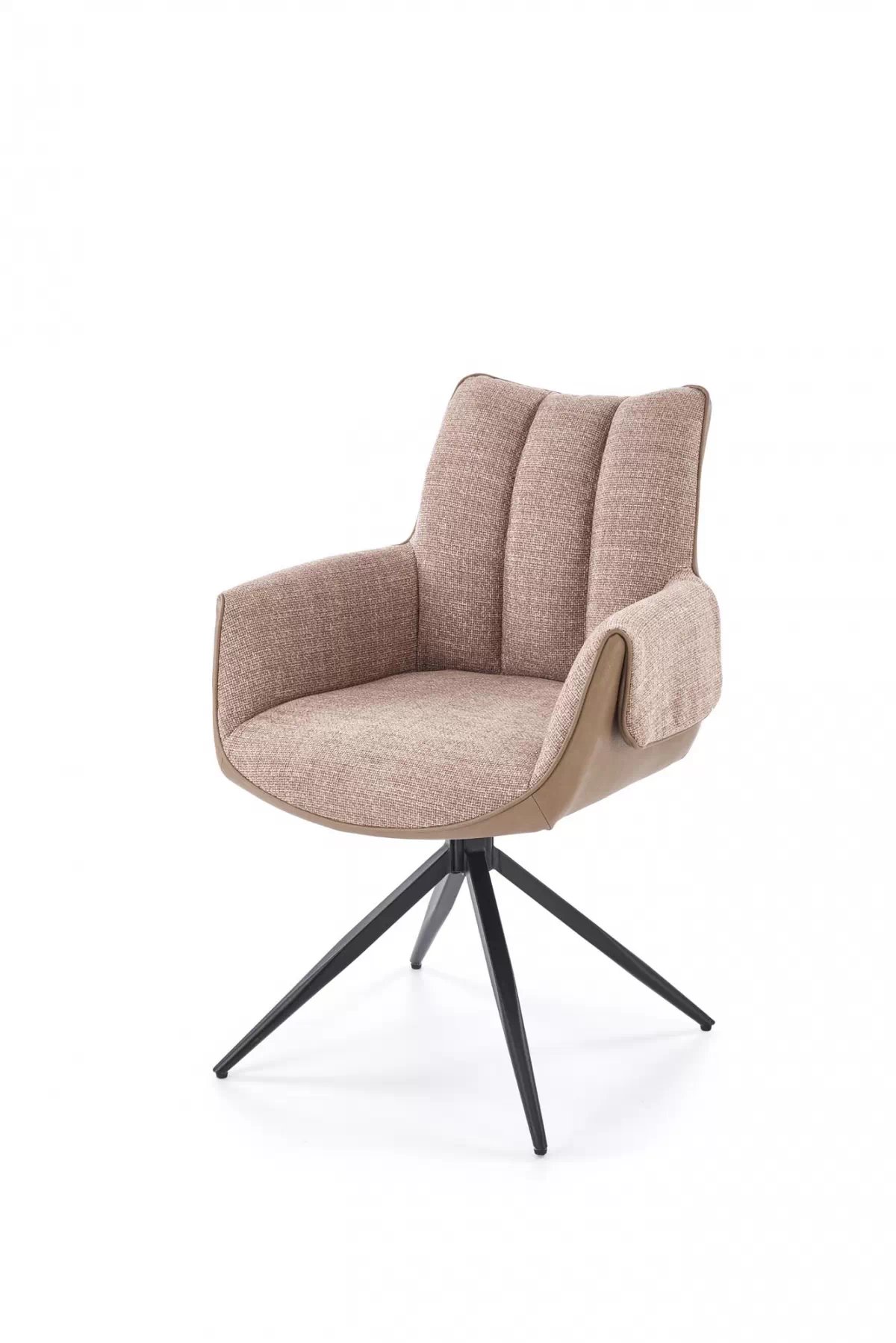 Rozkladací stôl Selvio a 4 stoličky Denaro - čierna / hnedá Stôl rozkladany Selvio z czterema krzeslami tapicerowanymi Denaro - Čierny / Hnedý 