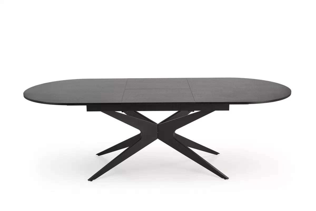 Rozkladací stôl Selvio a 4 stoličky Denaro - čierna / hnedá Stôl rozkladany Selvio z czterema krzeslami tapicerowanymi Denaro - Čierny / Hnedý 