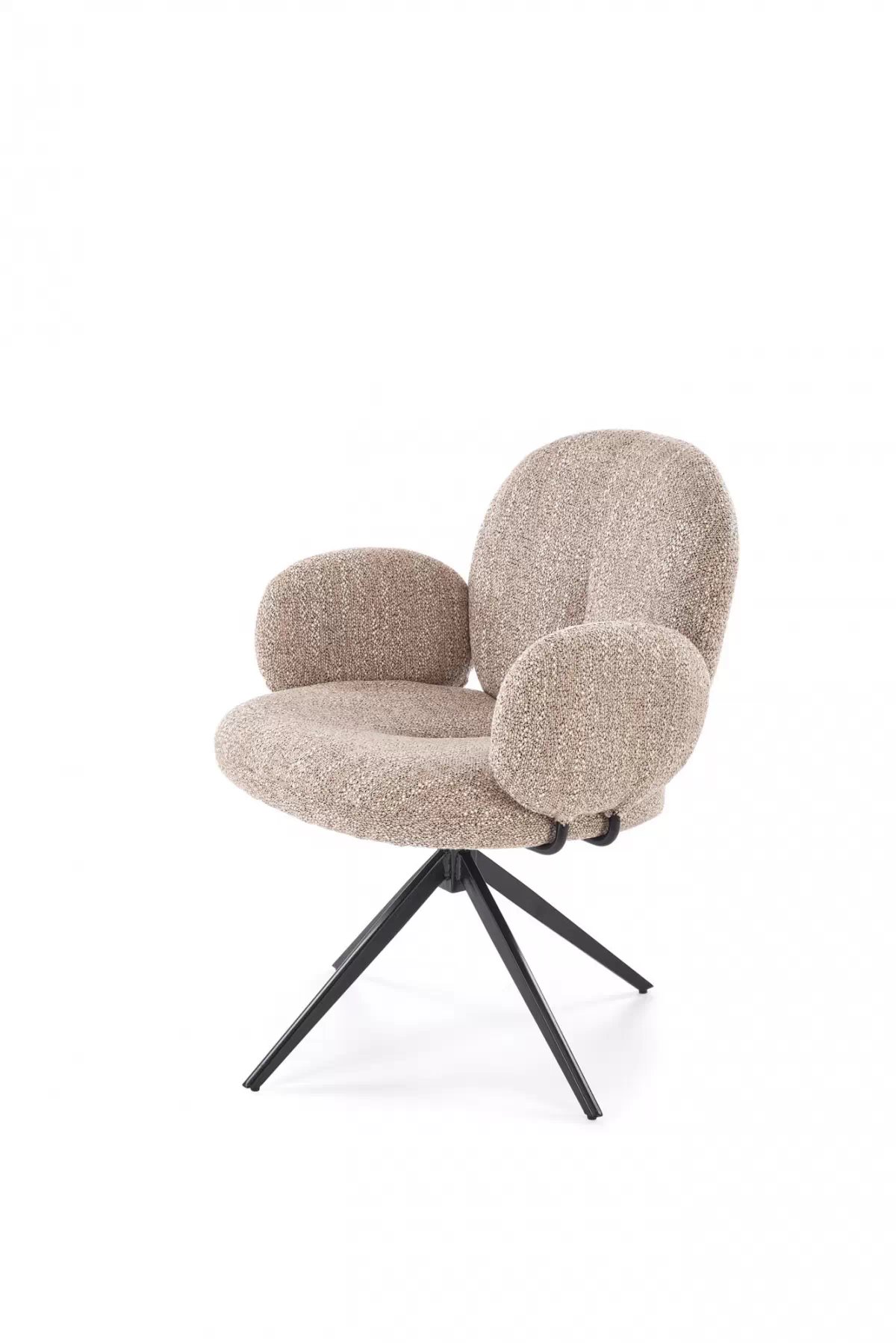 Rozkladací stôl Selvio a 4 stoličky Olton - čierna / tmavobéžová Stôl rozkladany Selvio z czterema krzeslami tapicerowanymi Olton - Čierny / tmavobéžová