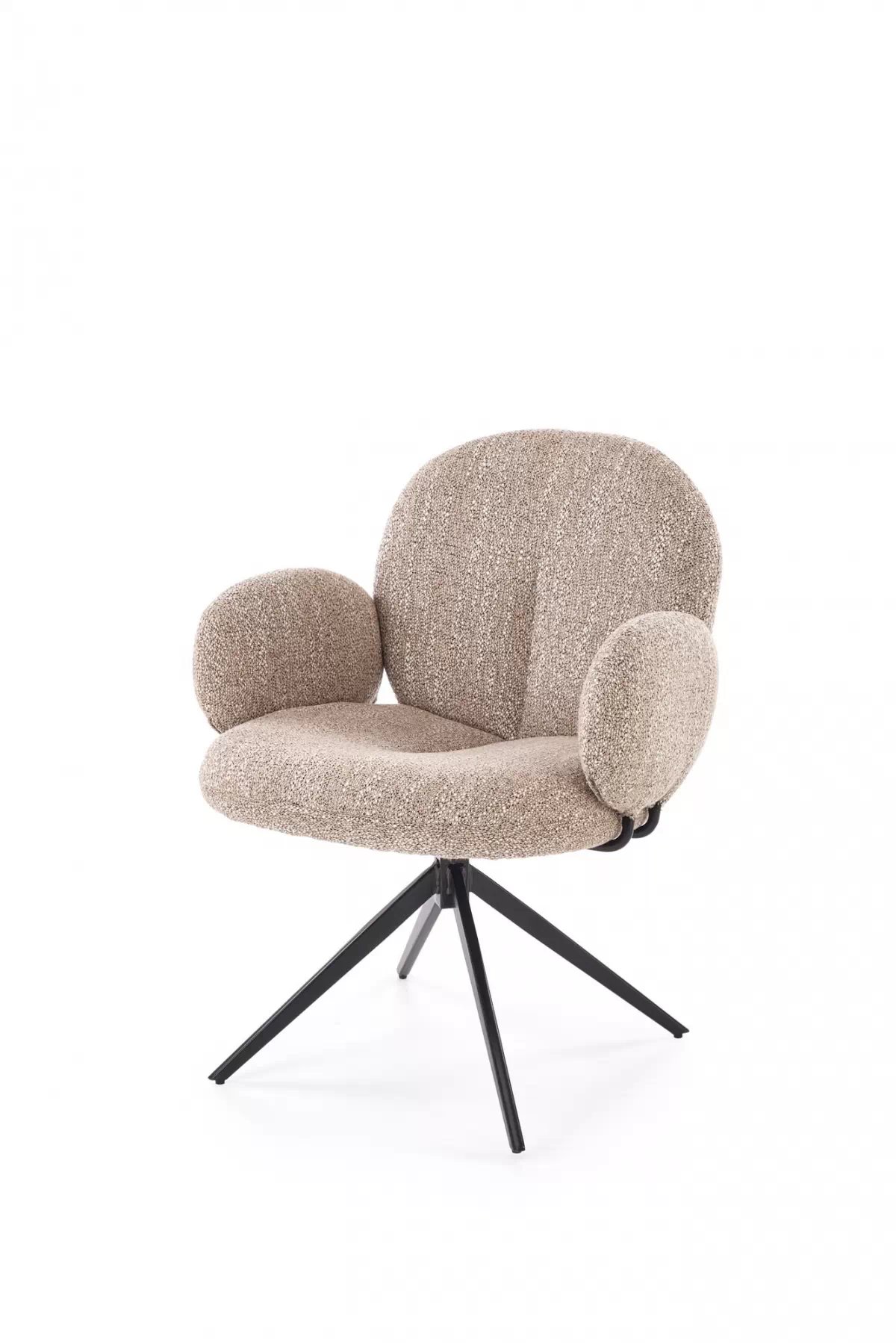 Rozkladací stôl Selvio a 4 stoličky Olton - čierna / tmavobéžová Stôl rozkladany Selvio z czterema krzeslami tapicerowanymi Olton - Čierny / tmavobéžová