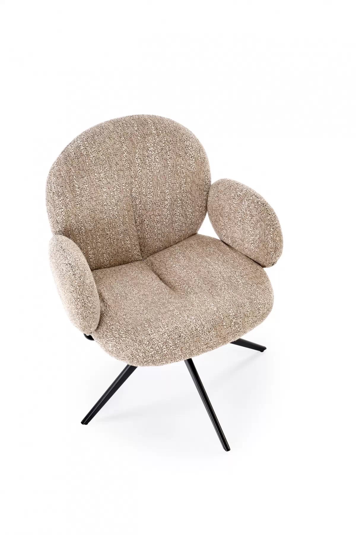 Rozkladací stôl Selvio a 4 stoličky Olton - čierna / tmavobéžová Stôl rozkladany Selvio z czterema krzeslami tapicerowanymi Olton - Čierny / tmavobéžová