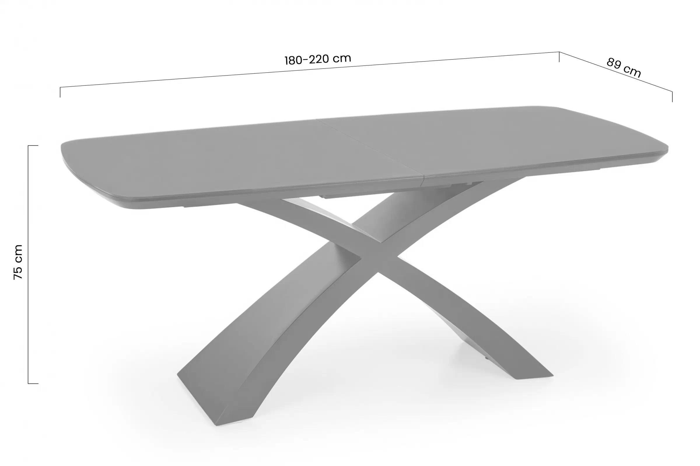 Rozkládací stůl Virello 180-220x89 cm - tmavý popel / černá Stůl rozkladany Silvestro 180-220x89 cm - tmavý popelavá / černé nožičky