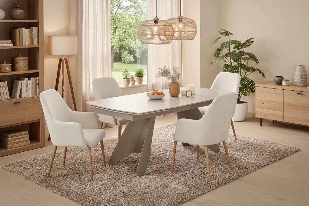 Rozkladací stôl Tavero 180-260x90 cm - travertínový kameň / kašmír Stôl rozkladany Tavero 180-260x90 cm - kamien Travertín / kašmír