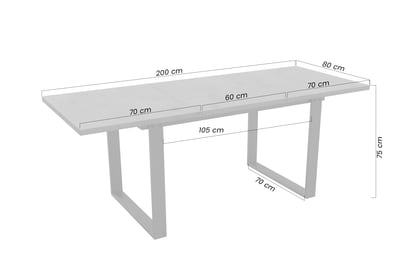 Rozkladací jedálenský stôl Temir 140–200x80 cm – arktická biela Stôl rozkladany Temir 140/200x80 do jedálne - Biela arktyczna