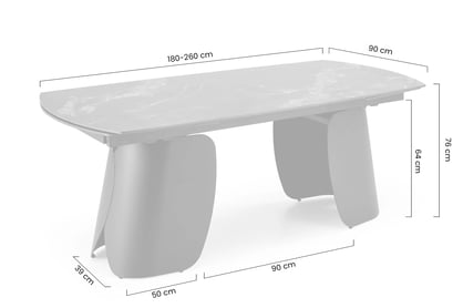 Rozkladací stôl Tenebra 180-260x90 cm - čierny mramor / čierna Stôl rozkladany Tenebra 180-260x90 cm - Čierny mramor / Čierny