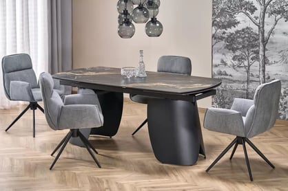 Rozkladací stôl Tenebra 180-260x90 cm - čierny mramor / čierna Stôl rozkladany Tenebra 180-260x90 cm - Čierny mramor / Čierny