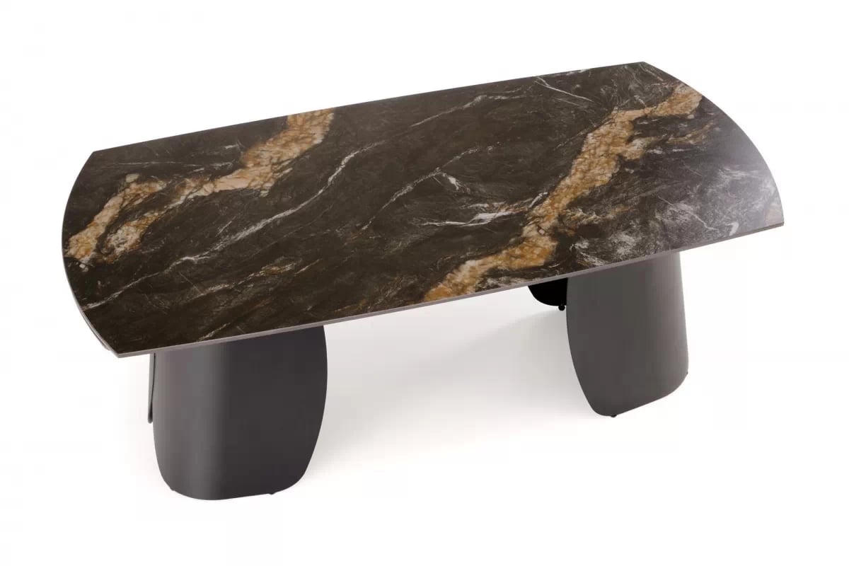 Rozkladací stôl Tenebra 180-260x90 cm - čierny mramor / čierna Stôl rozkladany Tenebra 180-260x90 cm - Čierny mramor / Čierny