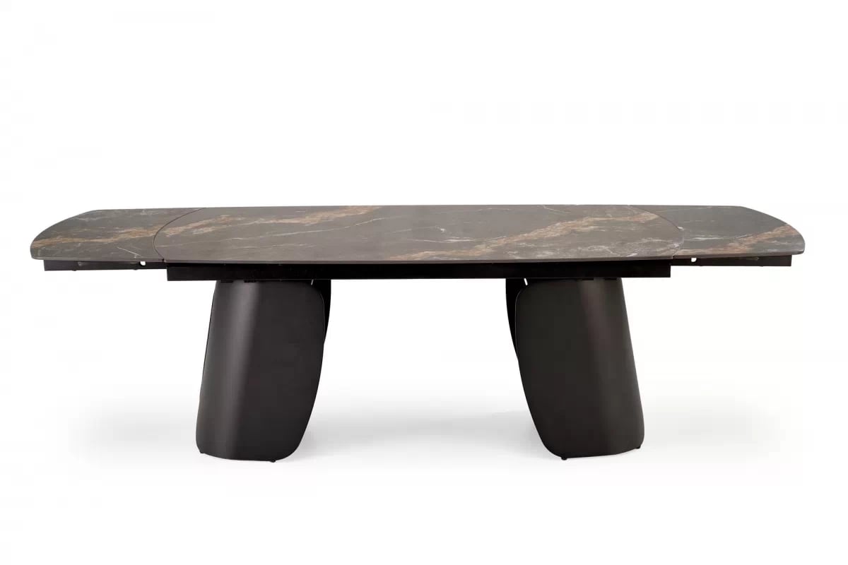 Rozkladací stôl Tenebra 180-260x90 cm - čierny mramor / čierna Stôl rozkladany Tenebra 180-260x90 cm - Čierny mramor / Čierny