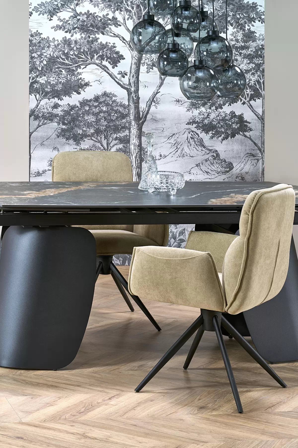 Rozkladací stôl Tenebra 180-260x90 cm - čierny mramor / čierna Stôl rozkladany tenebra 180-260x90 cm - Čierny mramor / Čierny