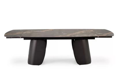 Rozkladací stôl Tenebra 180-260x90 cm - čierny mramor / čierna Stôl rozkladany tenebra 180-260x90 cm - Čierny mramor / Čierny
