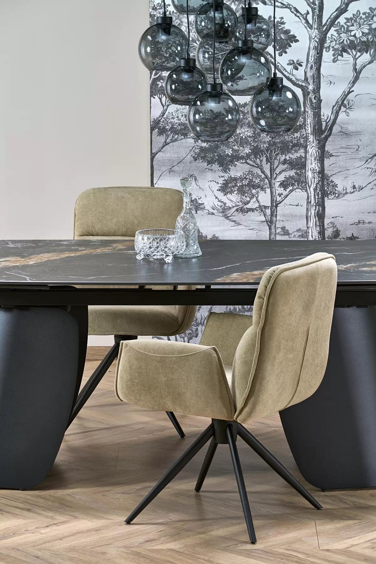 Rozkladací stôl Tenebra 180-260x90 cm - čierny mramor / čierna Stôl rozkladany tenebra 180-260x90 cm - Čierny mramor / Čierny