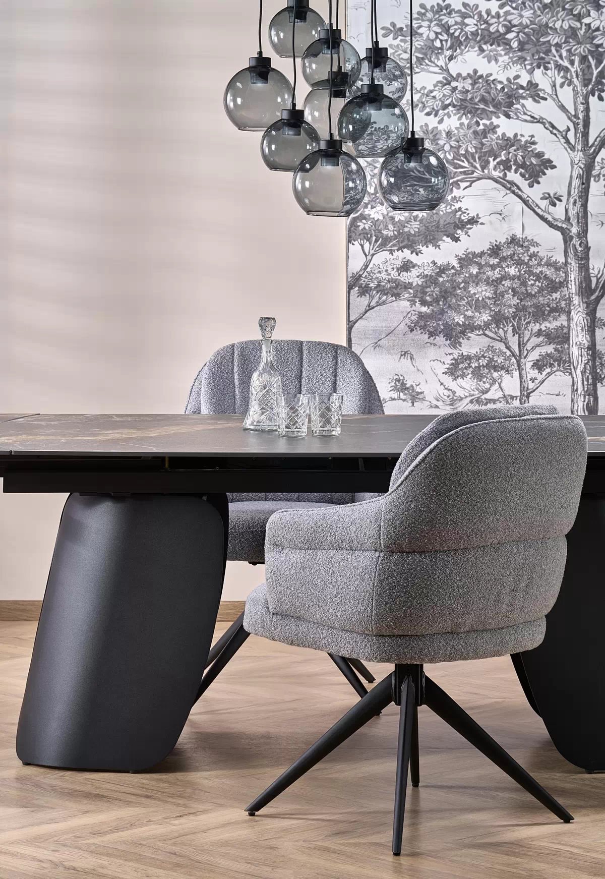 Rozkladací stôl Tenebra 180-260x90 cm - čierny mramor / čierna Stôl rozkladany tenebra 180-260x90 cm - Čierny mramor / Čierny