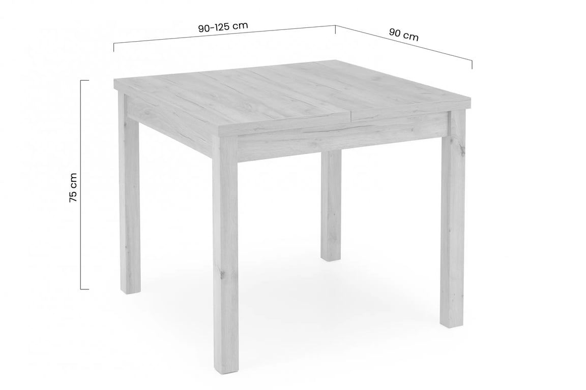 Masă extensibil Nawio Pătrat 90-125x90 cm - stejar craft / białe picioare Stol pliere Tiago Pătrat 90-125x90 cm - stejar craft / biale Picioare