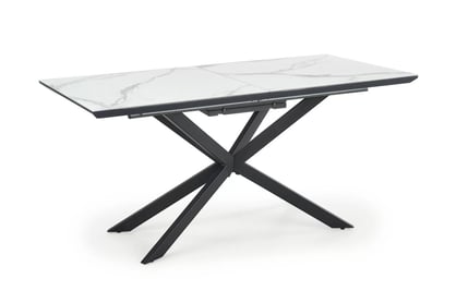 Rozkladací stôl Valemio 160-200x90 cm - biely mramor / čierna