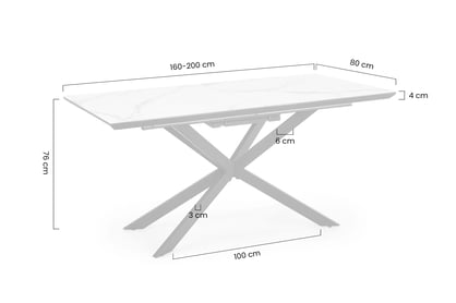 Rozkladací stôl Valemio 160-200x90 cm - biely mramor / čierna Stôl rozkladany Valemio 160-200x90 cm - Biely mramor / Čierny