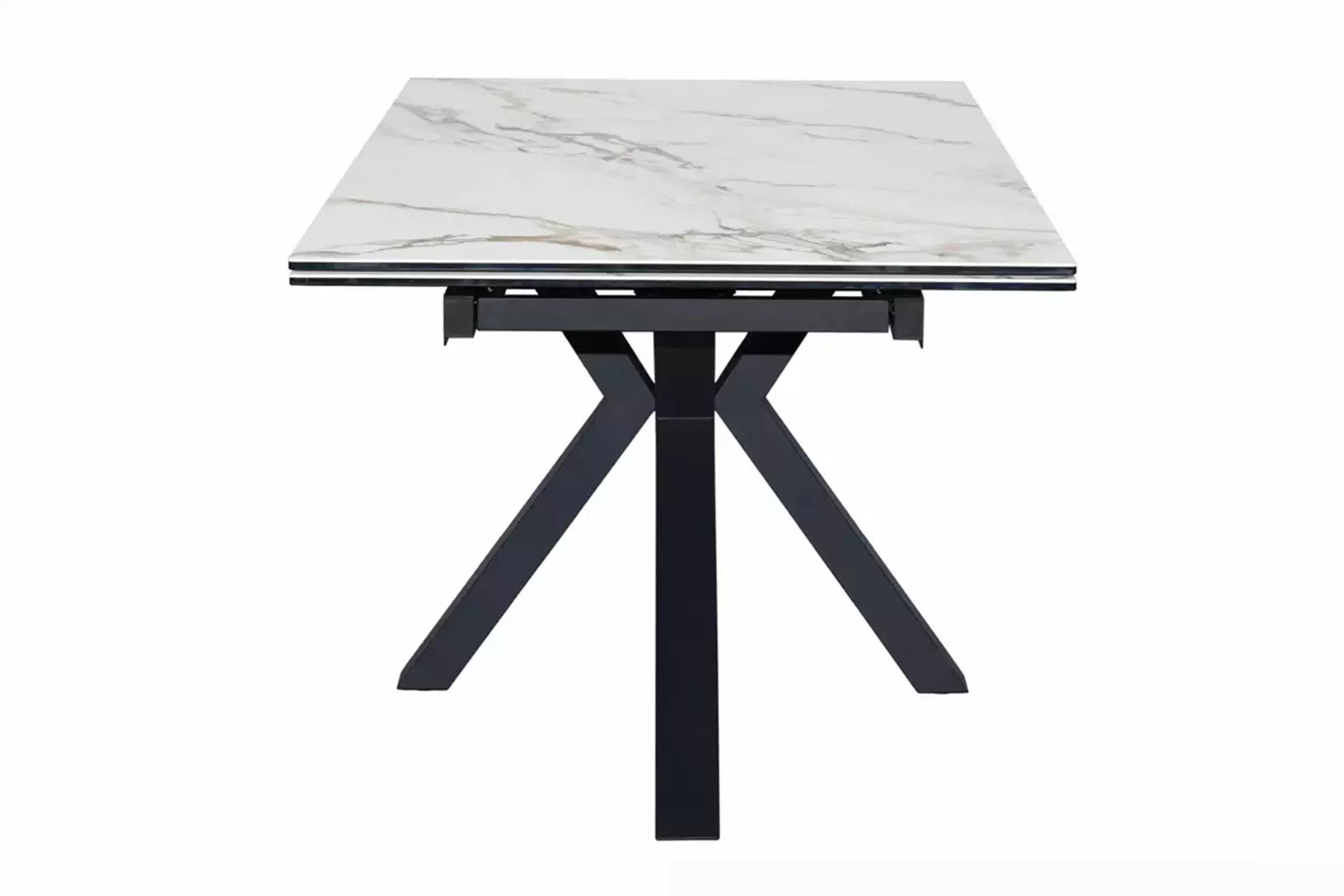 Rozkladací stôl Vamori 160-240x90 cm keramický - biely mramor / čierny Stôl rozkladany Vamori 160-240x90 cm ceramiczny - Biely mramor / Čierny