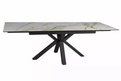 Rozkladací stôl Vamori 160-240x90 cm keramický - biely mramor / čierny Stôl rozkladany Vamori 160-240x90 cm ceramiczny - Biely mramor / Čierny