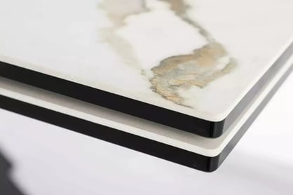 Rozkladací stôl Vamori 160-240x90 cm keramický - biely mramor / čierny Stôl rozkladany Vamori 160-240x90 cm ceramiczny - Biely mramor / Čierny