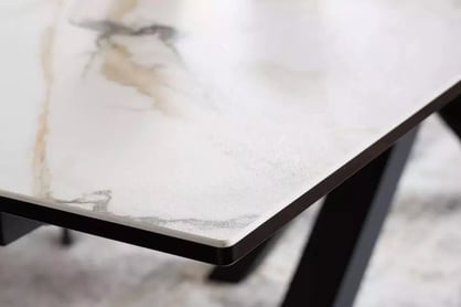 Rozkladací stôl Vamori 160-240x90 cm keramický - biely mramor / čierny Stôl rozkladany Vamori 160-240x90 cm ceramiczny - Biely mramor / Čierny