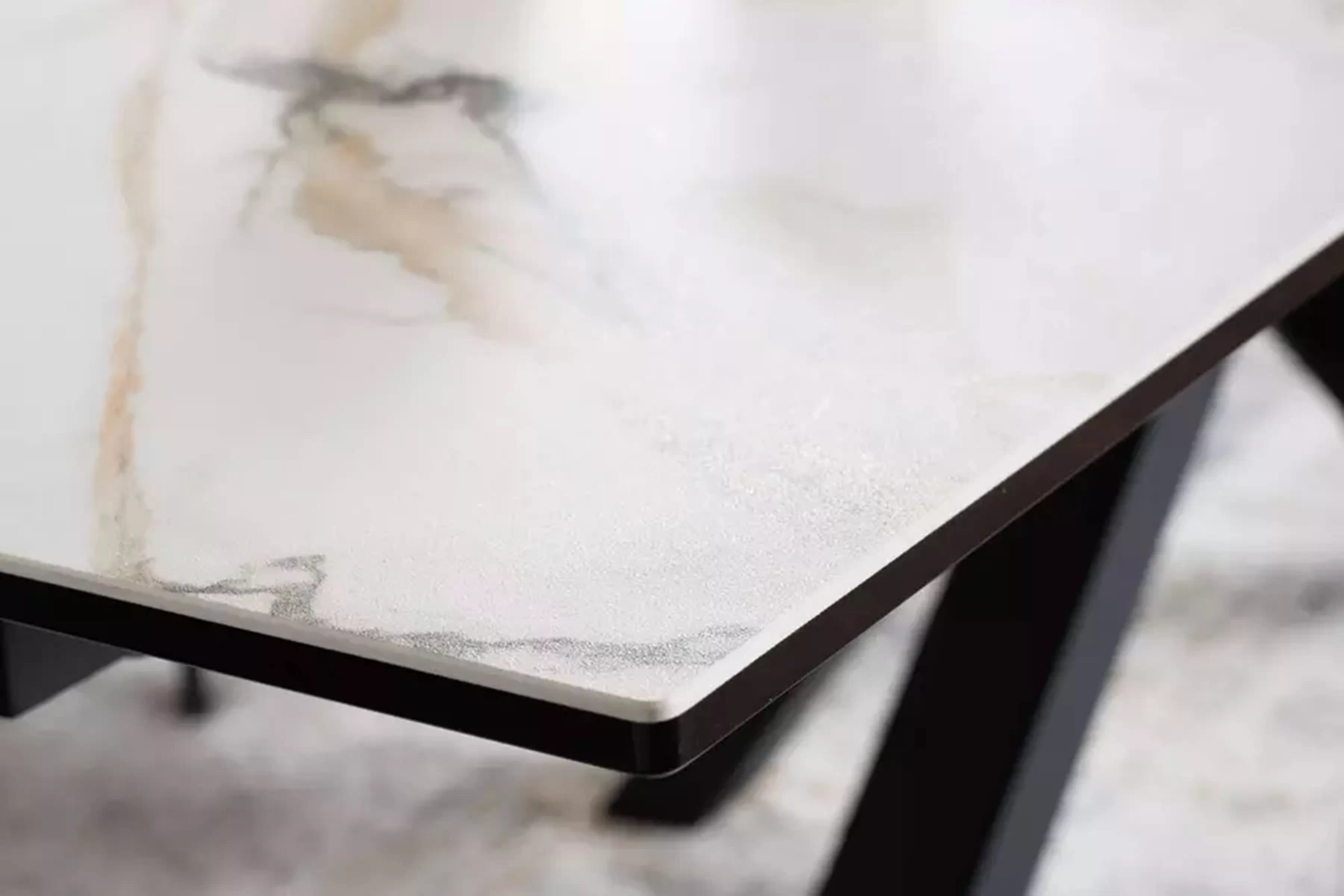 Rozkladací stôl Vamori 160-240x90 cm keramický - biely mramor / čierny Stôl rozkladany Vamori 160-240x90 cm ceramiczny - Biely mramor / Čierny