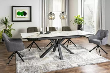 Rozkladací stôl Vamori 160-240x90 cm keramický - biely mramor / čierny Stôl rozkladany Vamori 160-240x90 cm ceramiczny - Biely mramor / Čierny