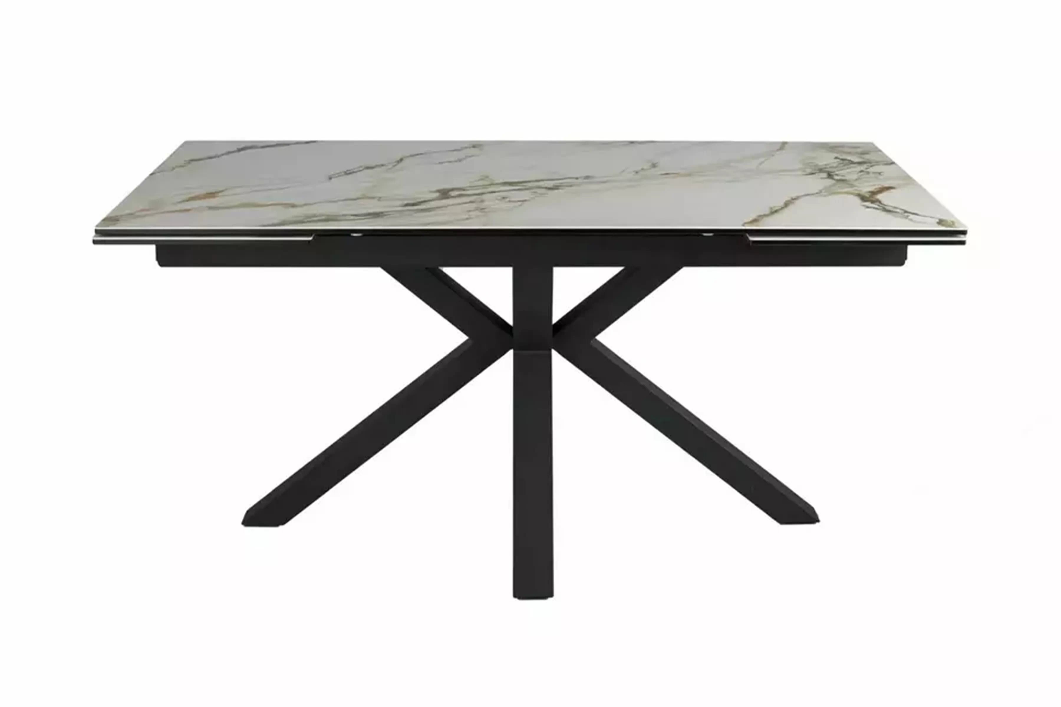 Rozkladací stôl Vamori 160-240x90 cm keramický - biely mramor / čierny Stôl rozkladany Vamori 160-240x90 cm ceramiczny - Biely mramor / Čierny