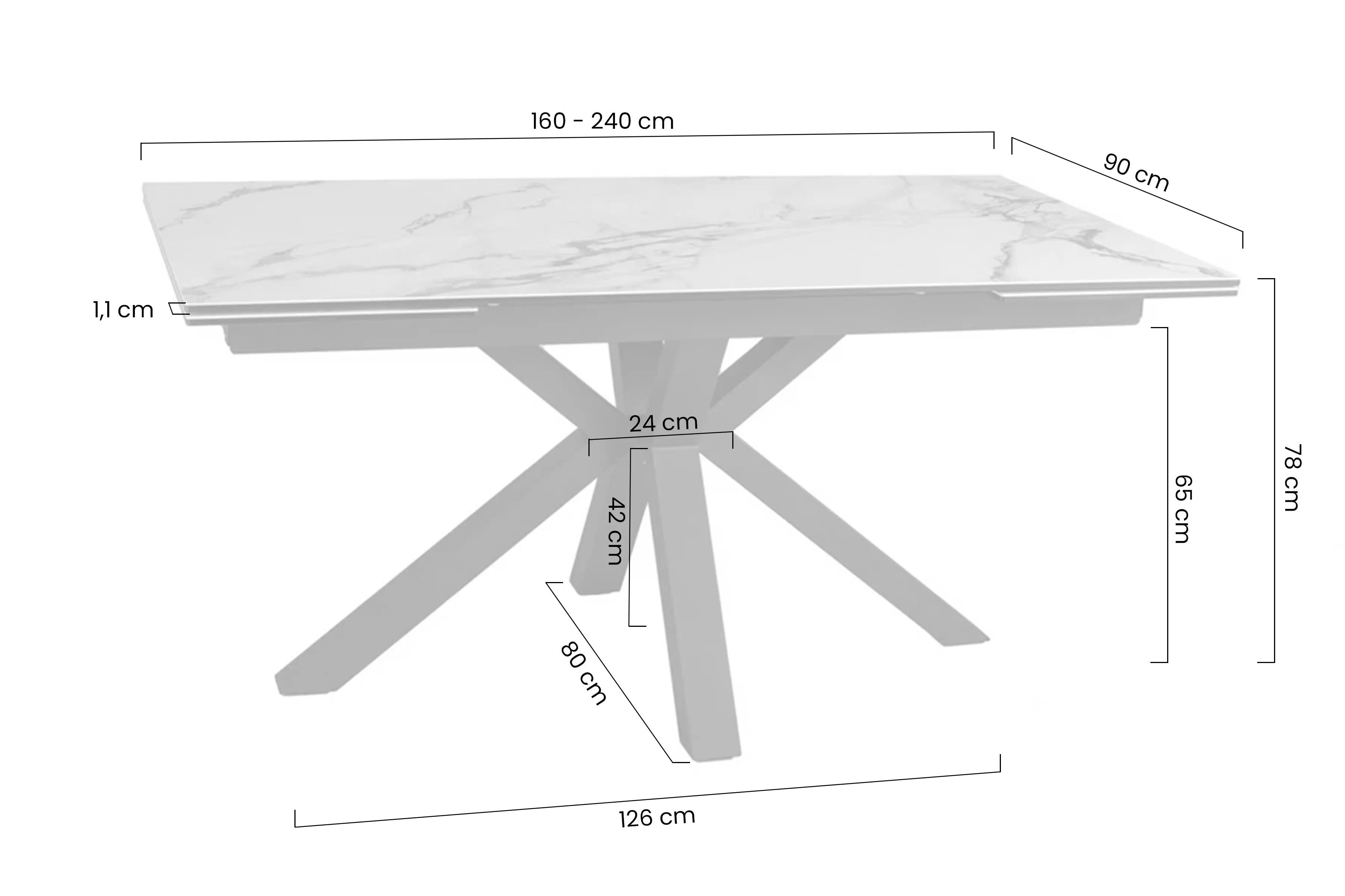 Rozkladací stôl Vamori 160-240x90 cm keramický - tmavý orech / čierny Stôl rozkladany Vamori 160-240x90 cm ceramiczny - Tmavý orech / čierny