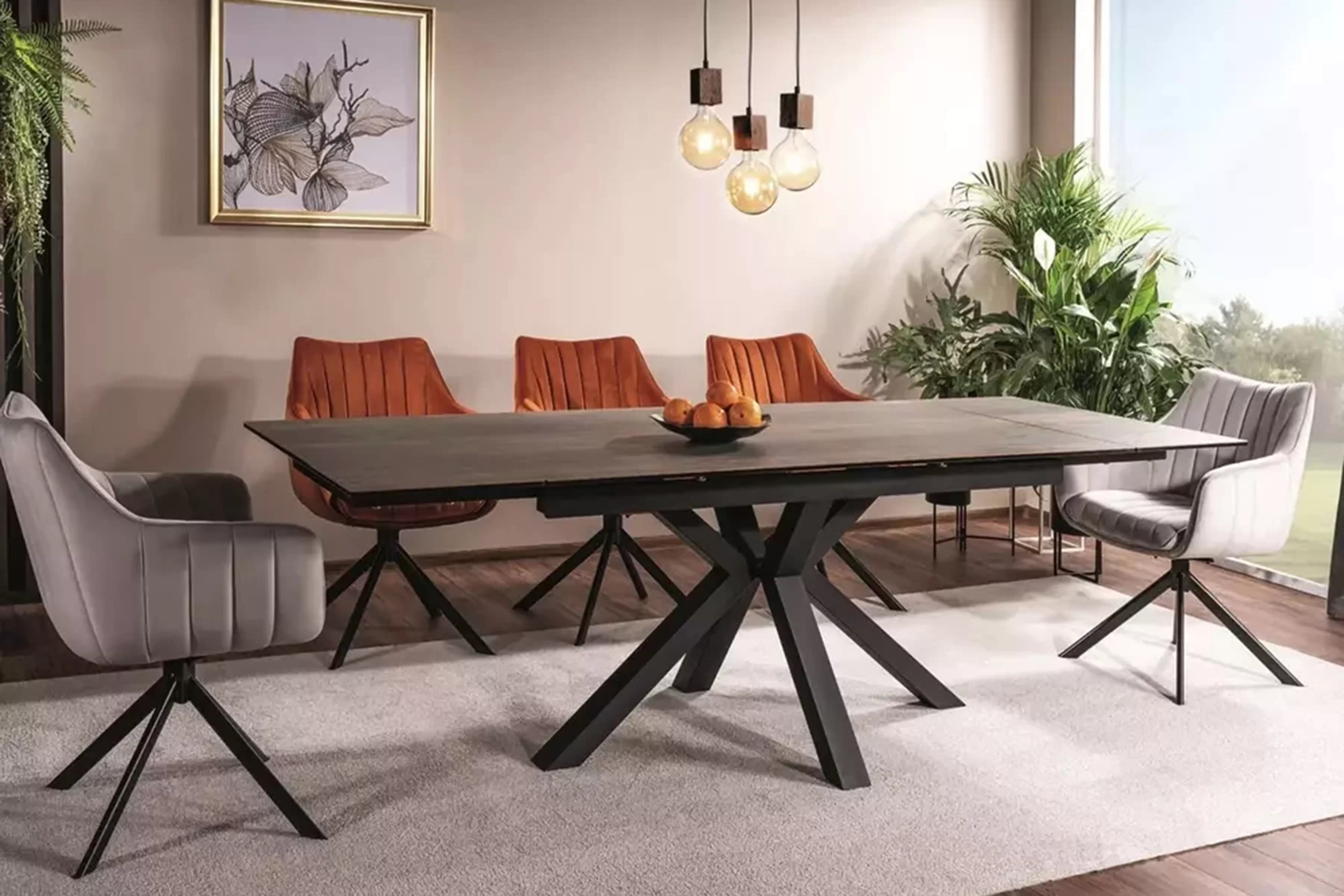 Rozkladací stôl Vamori 160-240x90 cm keramický - tmavý orech / čierny Stôl rozkladany Vamori 160-240x90 cm ceramiczny - Tmavý orech / čierny