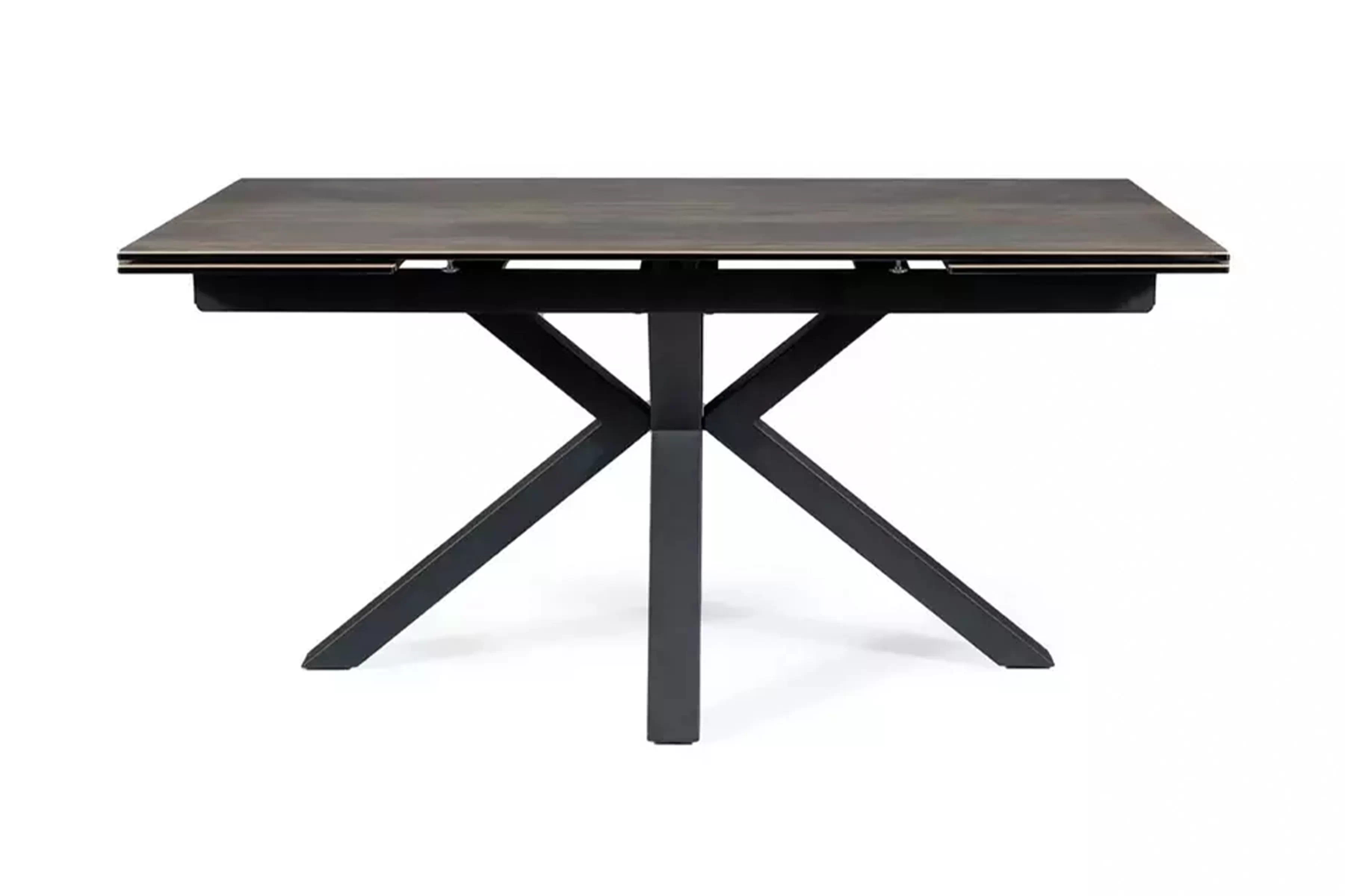 Rozkladací stôl Vamori 160-240x90 cm keramický - tmavý orech / čierny Stôl rozkladany Vamori 160-240x90 cm ceramiczny - Tmavý orech / čierny