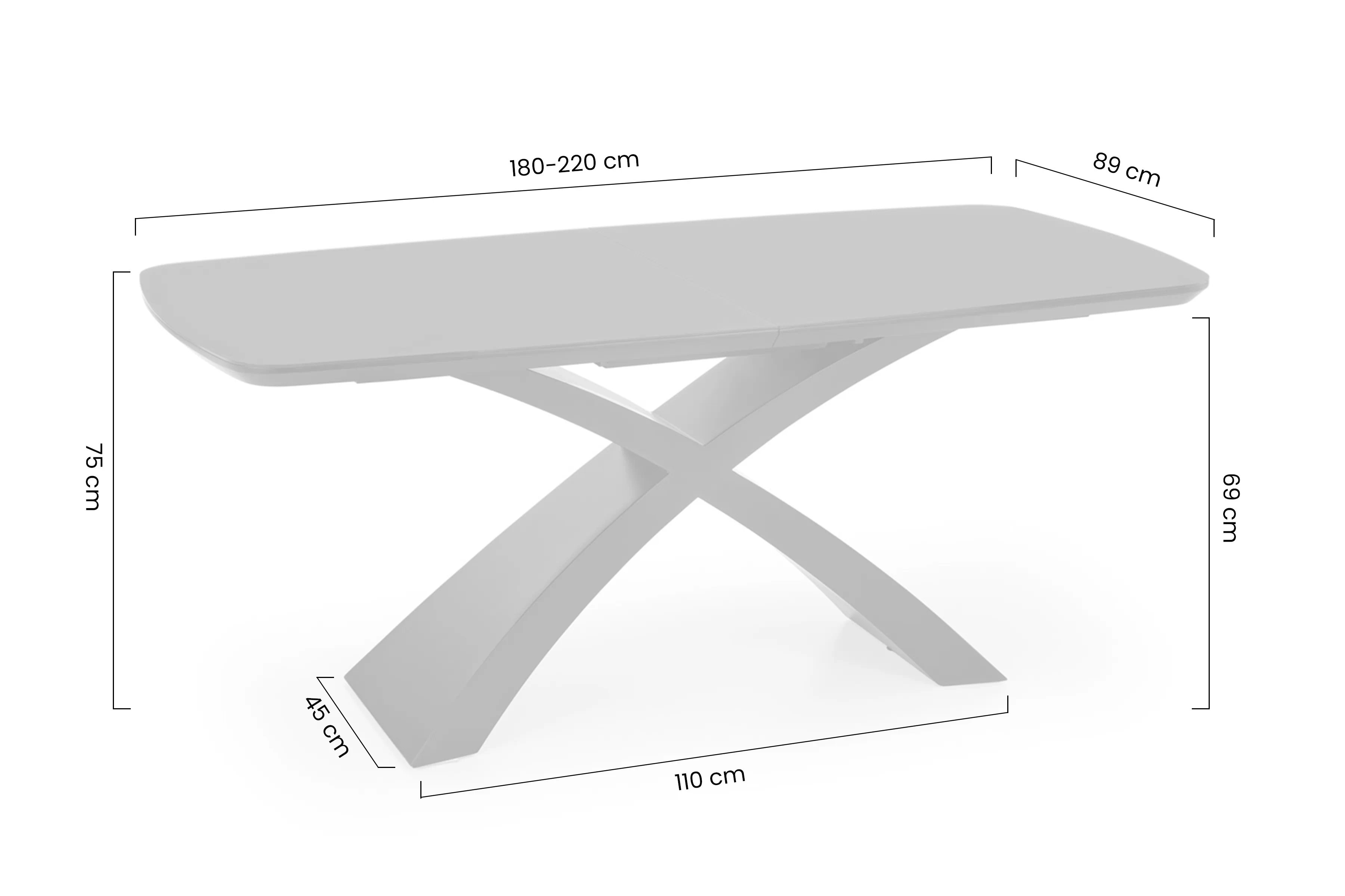 Rozkládací stůl Virello 180-220x89 cm - tmavý popel / černá Stůl rozkladany Virello 180-220x89 cm - tmavý popelavá / černá