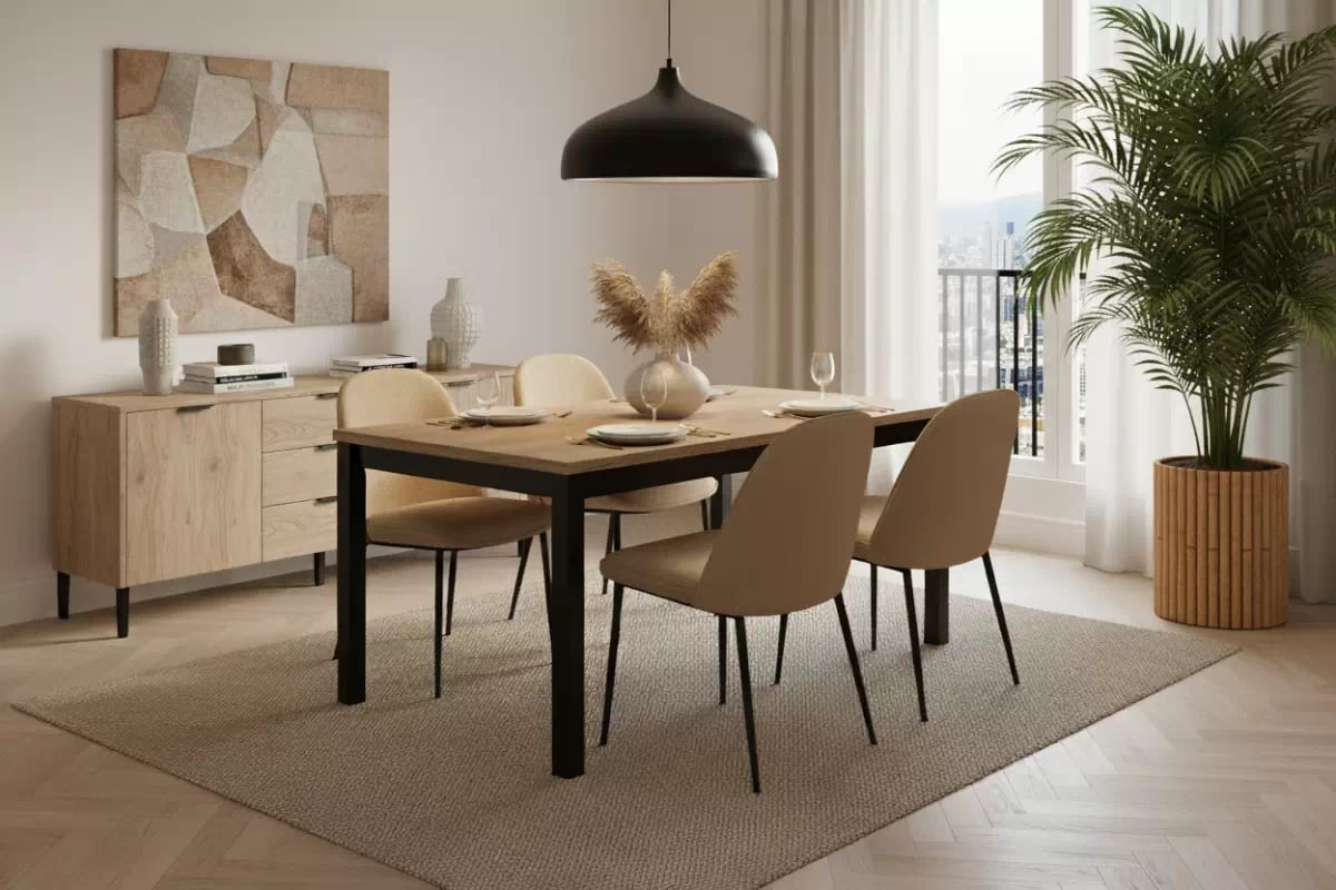 Rozkladací jedálenský stôl Werona 160-200x90 cm – dub wotan / čierne nožičky Stôl rozkladany Werona 160-200x90 cm - Dub wotan / čierny nožičky