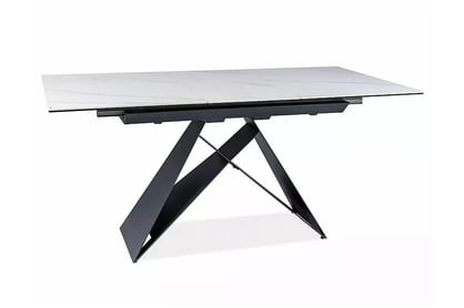 Rozkladací stôl Westin 120-160x80 cm - biely mramor / čierna