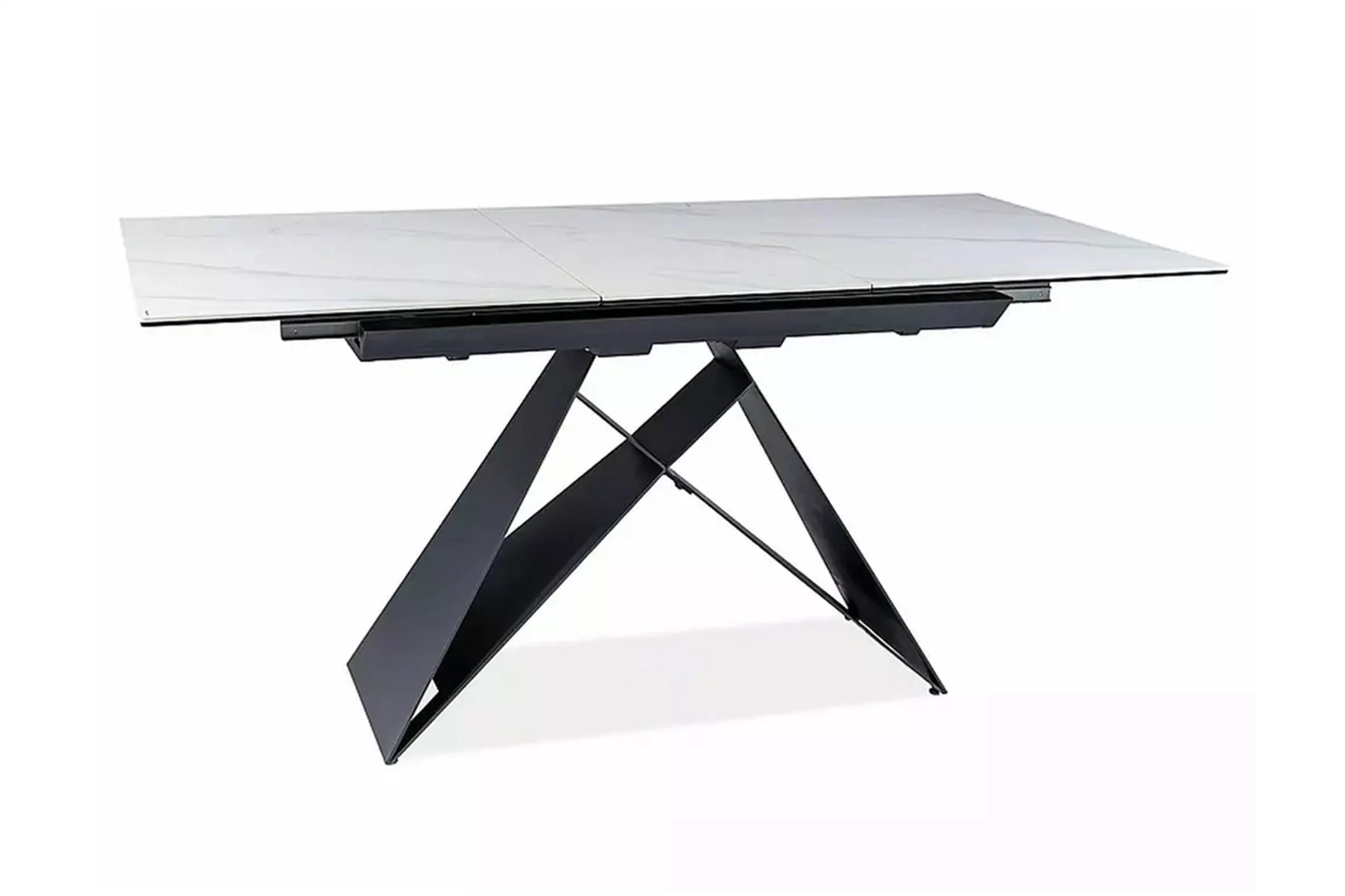 Rozkladací stôl Westin 120-160x80 cm - biely mramor / čierna Stôl rozkladany Westin 120-160x80 cm - Biely mramor / Čierny