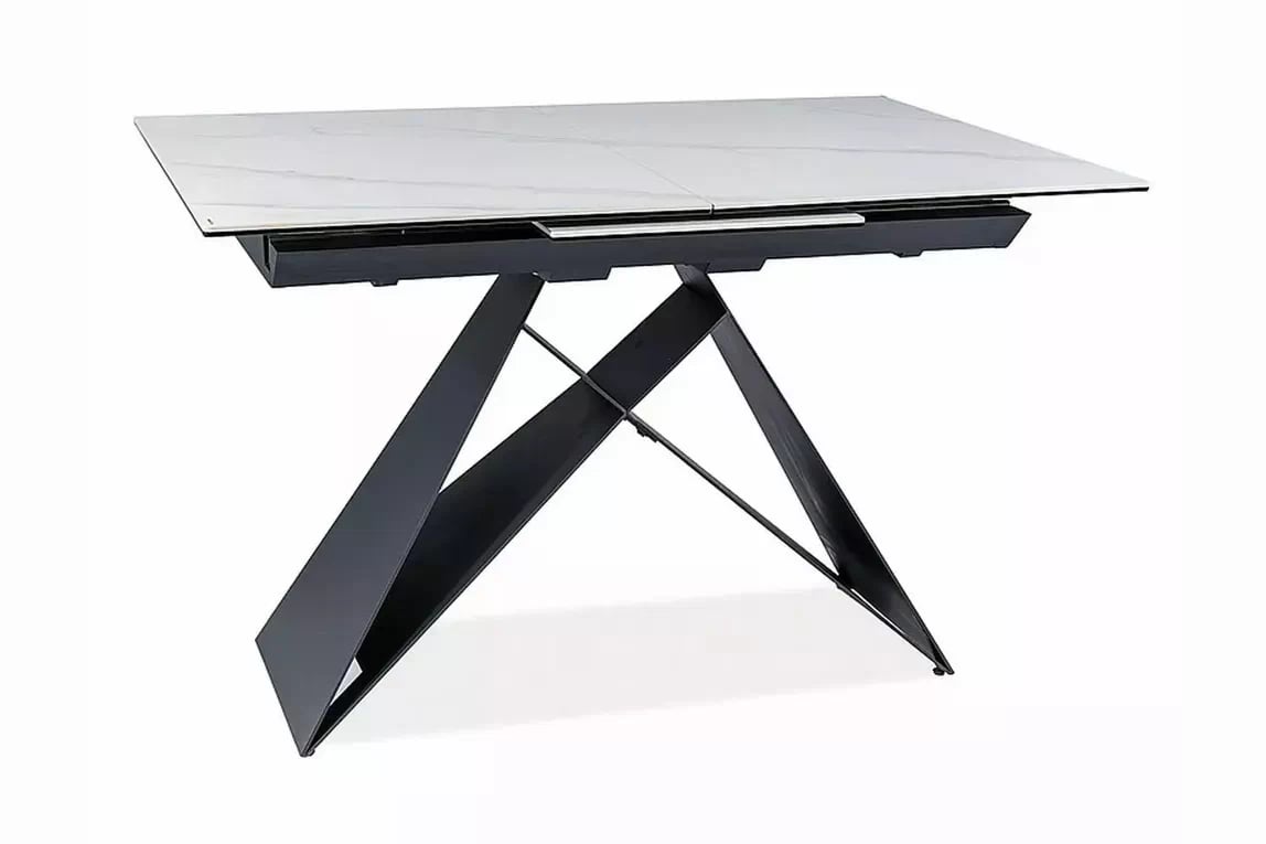 Rozkládací stůl Westin 120-160x80 cm - bílý mramor / černá Stůl rozkladany Westin 120-160x80 cm - bílá mramor / černá