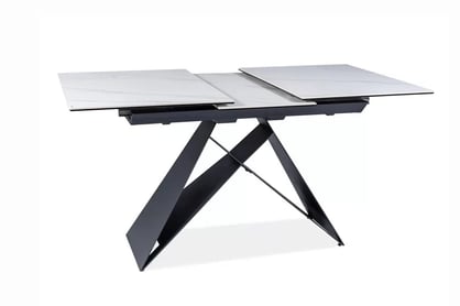 Rozkládací stůl Westin 120-160x80 cm - bílý mramor / černá Stůl rozkladany Westin 120-160x80 cm - bílá mramor / černá