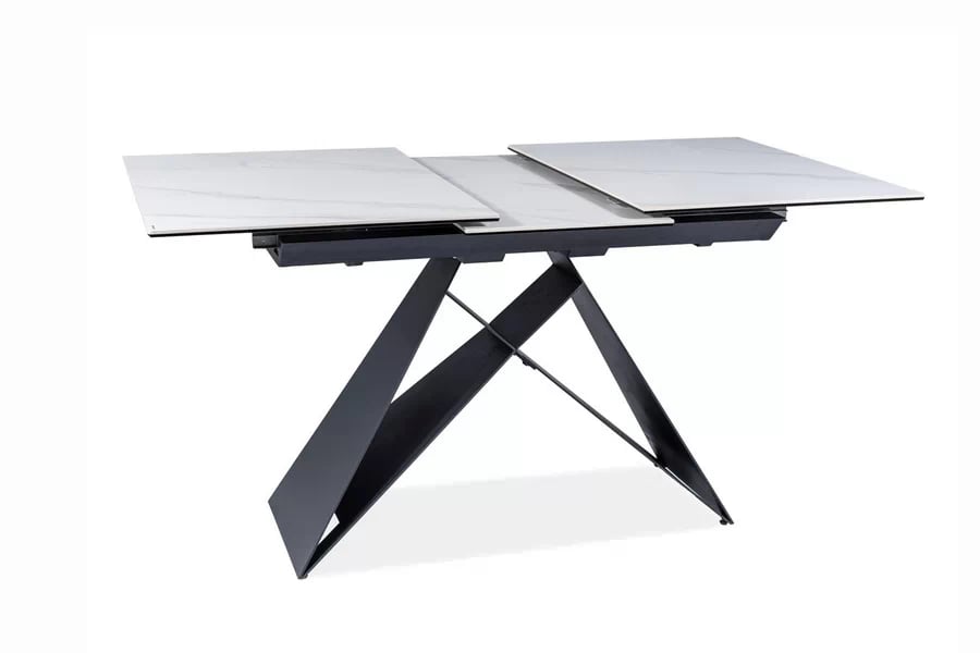 Rozkládací stůl Westin 120-160x80 cm - bílý mramor / černá Stůl rozkladany Westin 120-160x80 cm - bílá mramor / černá