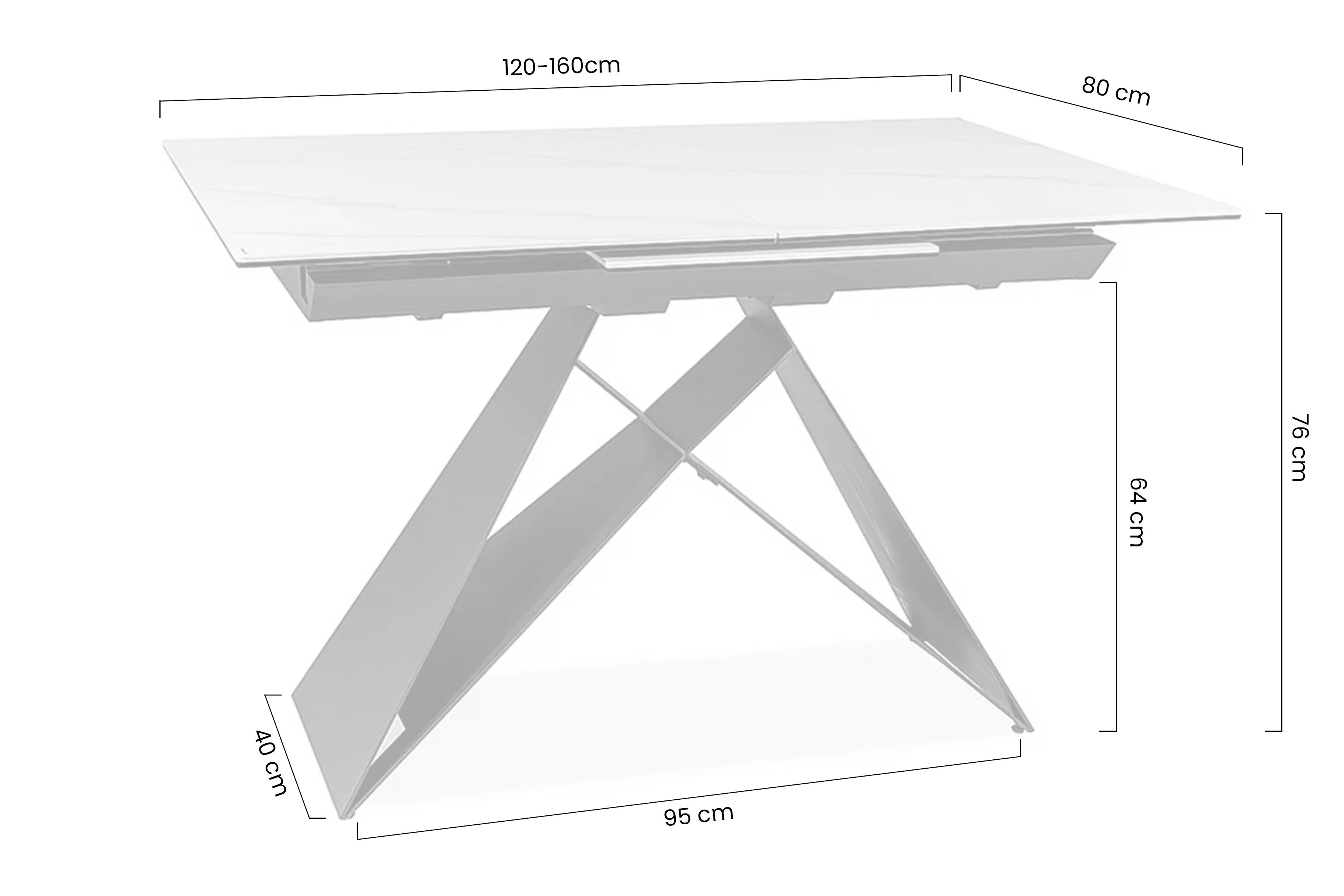 Rozkládací stůl Westin 120-160x80 cm - bílý mramor / černá Stůl rozkladany Westin 120-160x80 cm - bílá mramor / černá
