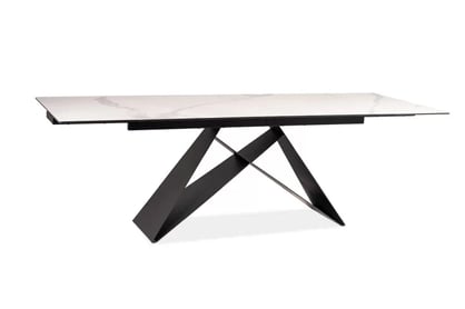 Rozkládací stůl Westin 160-240x90 - bílý mramor / černý mat