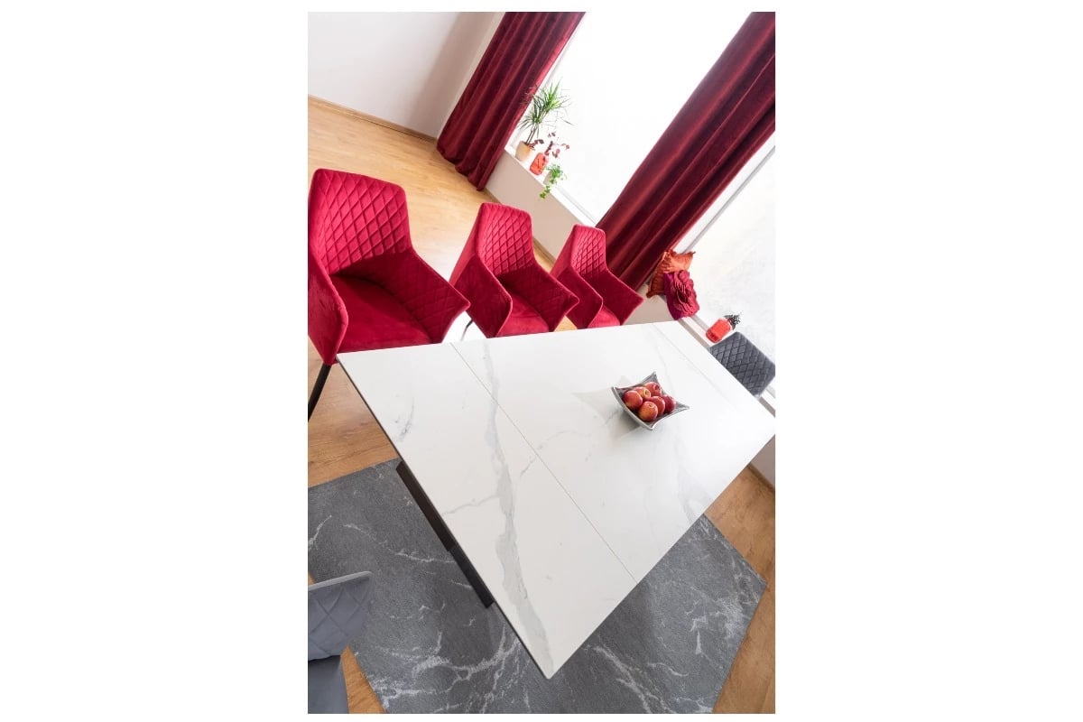 Rozkladací stôl Westin 160-240x90 - biely mramor / čierny mat Stôl westin iii ceramic biely/čierny mat (160-240)x90