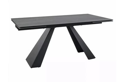 Rozkladací stôl Zanivo 160-240x90 cm keramický - svetlo šedý mramor / čierny