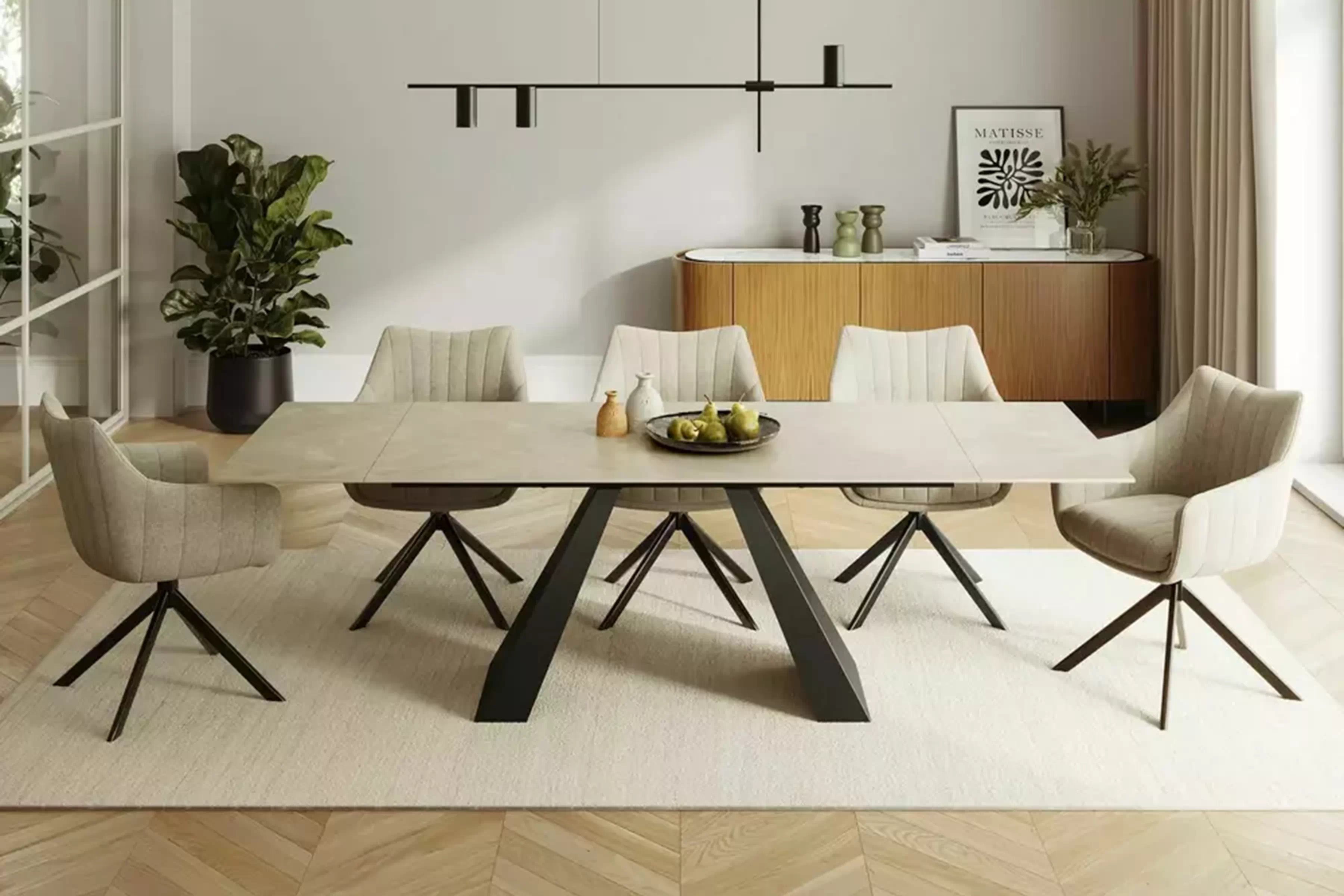 Rozkladací stôl Zanivo 160-240x90 cm keramický - krémový mramor / čierny Stôl rozkladany Zanivo 160-240x90 cm ceramiczny - Krém mramor / Čierny